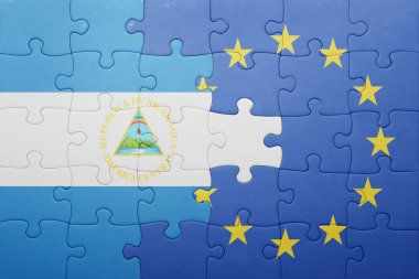 Nikaragua ve Avrupa Birliği'nin ulusal bayrak ile bulmaca