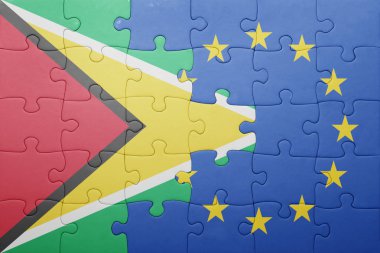 guyana ve Avrupa Birliği'nin ulusal bayrak ile bulmaca