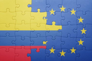 Kolombiya ve Avrupa Birliği'nin ulusal bayrak ile bulmaca