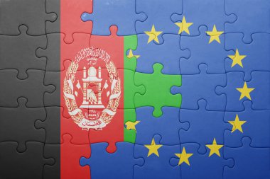 Afganistan ve Avrupa Birliği ulusal bayrak ile bulmaca
