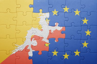 bhutan ve Avrupa Birliği'nin ulusal bayrak ile bulmaca