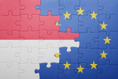 Endonezya'da ve Avrupa Birliği ulusal bayrak ile bulmaca