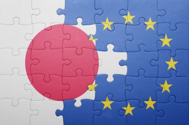 Japonya ve Avrupa Birliği'nin ulusal bayrak ile bulmaca
