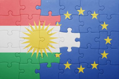 Kürdistan ve Avrupa Birliği'nin ulusal bayrak ile bulmaca