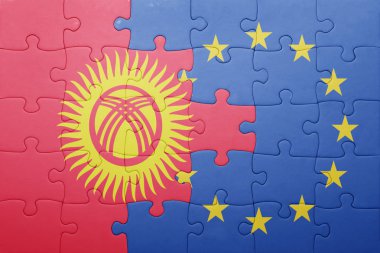 Kırgızistan ve Avrupa Birliği'nin ulusal bayrak ile bulmaca