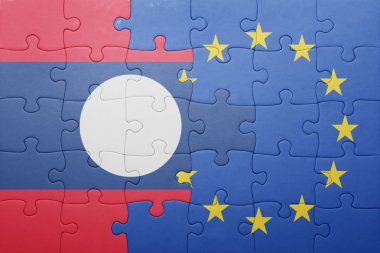 laos ve Avrupa Birliği'nin ulusal bayrak ile bulmaca