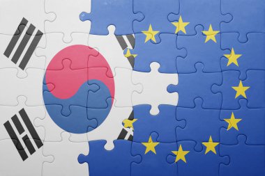 Güney Kore ve Avrupa Birliği'nin ulusal bayrak ile bulmaca