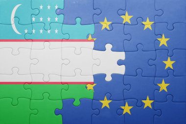 Özbekistan ve Avrupa Birliği'nin ulusal bayrak ile bulmaca