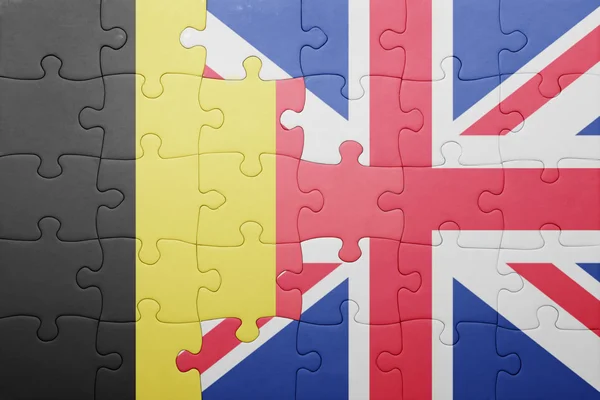 Büyük Britanya ve Belçika Ulusal bayrak ile bulmaca — Stok fotoğraf