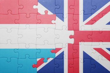 İngiltere ve Lüksemburg ulusal bayrak ile bulmaca