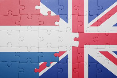 İngiltere ve Hollanda ulusal bayrak ile bulmaca