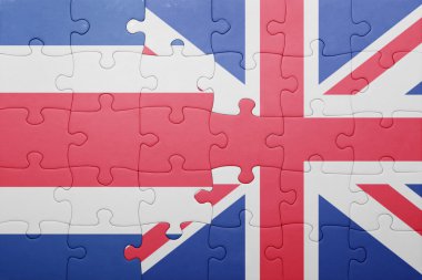 Büyük Britanya ve Kosta Rika ulusal bayrak ile bulmaca