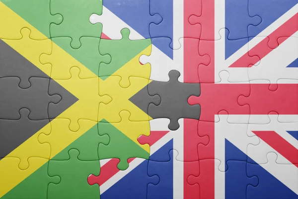 Rompecabezas con la bandera nacional de Gran Bretaña y Jamaica — Foto de Stock