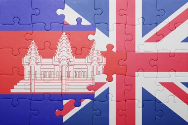 Büyük Britanya ve Kamboçya Ulusal bayrak ile bulmaca 