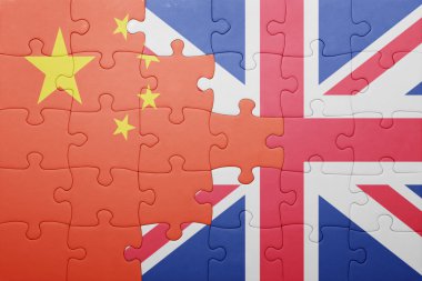 Büyük Britanya ve Çin Ulusal bayrak ile bulmaca 