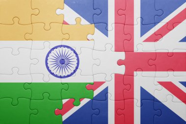 Büyük Britanya ve Hindistan Ulusal bayrak ile bulmaca 