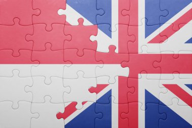 Büyük Britanya ve Endonezya ulusal bayrak ile bulmaca 