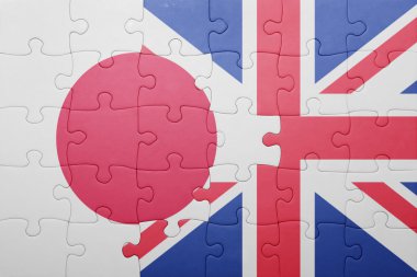 İngiltere ve Japonya Ulusal bayrak ile bulmaca 