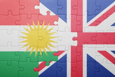 Büyük Britanya ve Kürdistan ulusal bayrak ile bulmaca 