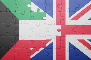 Büyük Britanya ve Kuveyt ulusal bayrak ile bulmaca 