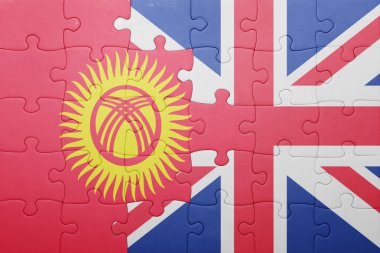 Büyük Britanya ve Kırgızistan ulusal bayrak ile bulmaca 