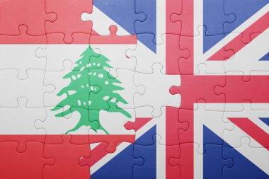 Büyük Britanya ve Lübnan ulusal bayrak ile bulmaca 