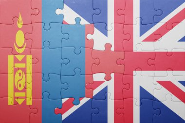 Büyük Britanya ve Moğolistan ulusal bayrak ile bulmaca 