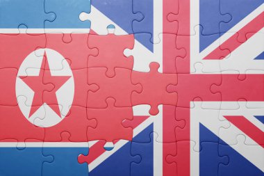 Büyük Britanya ve Kuzey Kore ulusal bayrak ile bulmaca 