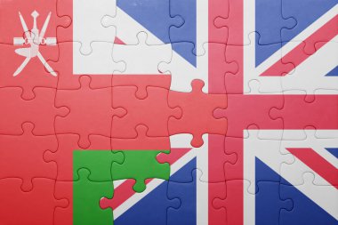 İngiltere ve Umman ulusal bayrak ile bulmaca 