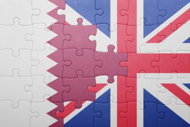 Büyük Britanya ve Katar ulusal bayrak ile bulmaca 