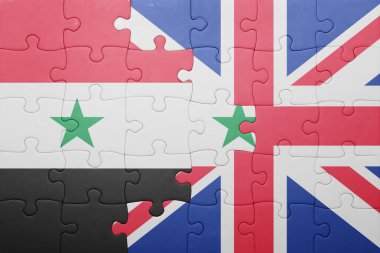 Büyük Britanya ve Suriye ulusal bayrak ile bulmaca 