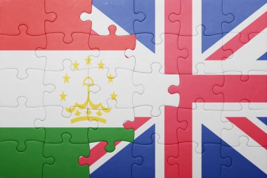 Büyük Britanya ve Tacikistan Ulusal bayrak ile bulmaca 