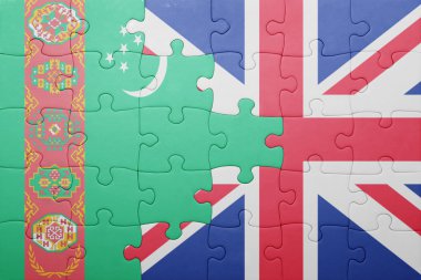 Büyük Britanya ve Türkmenistan ulusal bayrak ile bulmaca 