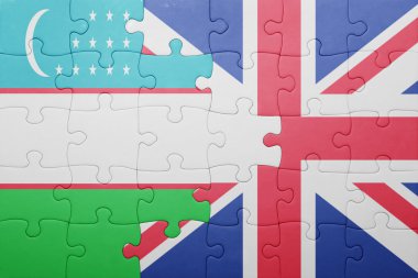 Büyük Britanya ve Özbekistan ulusal bayrak ile bulmaca 