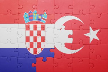 Türkiye ve Hırvatistan ulusal bayrak ile bulmaca