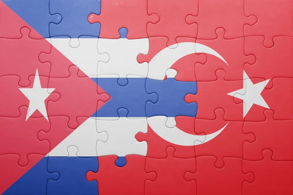 Türkiye ve Küba ulusal bayrak ile bulmaca — Stok fotoğraf