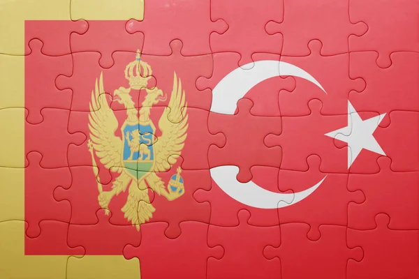 Türkiye ve Karadağ ulusal bayrak ile bulmaca — Stok fotoğraf