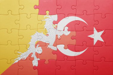 Türkiye ve bhutan ulusal bayrak ile bulmaca