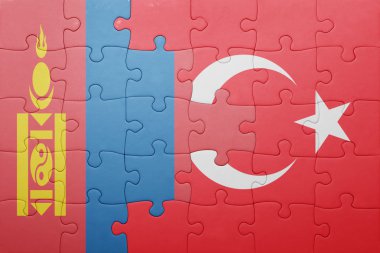 Türkiye ve Moğolistan ulusal bayrak ile bulmaca