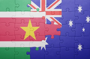 Surinam ve Avustralya Ulusal bayrak ile bulmaca