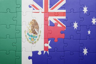 Meksika ve Avustralya Ulusal bayrak ile bulmaca
