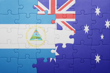 Nikaragua ve Avustralya Ulusal bayrak ile bulmaca