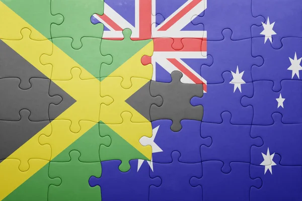 Rompecabezas con la bandera nacional de jamaica y australia — Foto de Stock