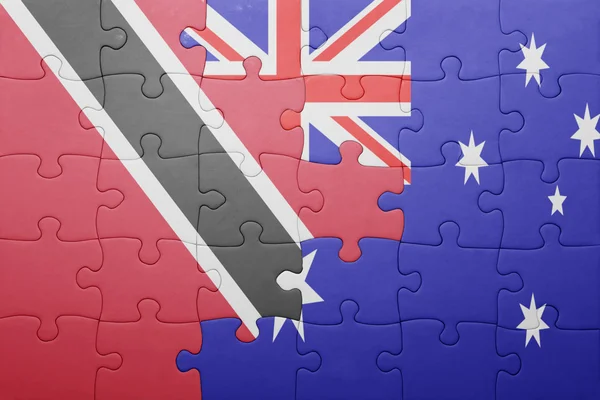 Rompecabezas con la bandera nacional de trinidad y tobago y australia — Foto de Stock