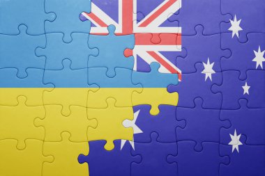 Ukrayna ve Avustralya Ulusal bayrak ile bulmaca