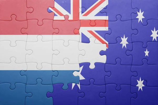 Puzzle avec le drapeau national des Pays-Bas et d'Australie — Photo
