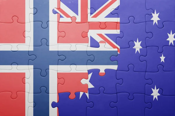 Puzzle with the national flag of norway and australia — Stock Photo, Image