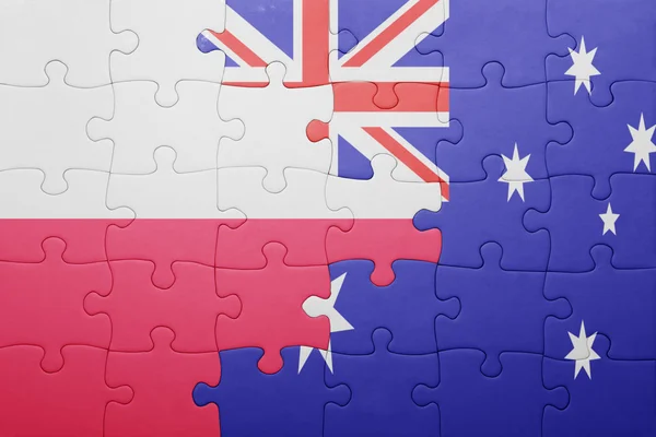 Puzzle avec le drapeau national de la pologne et de l'Australie — Photo