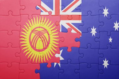 Kırgızistan ve Avustralya Ulusal bayrak ile bulmaca