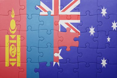 Moğolistan ve Avustralya Ulusal bayrak ile bulmaca